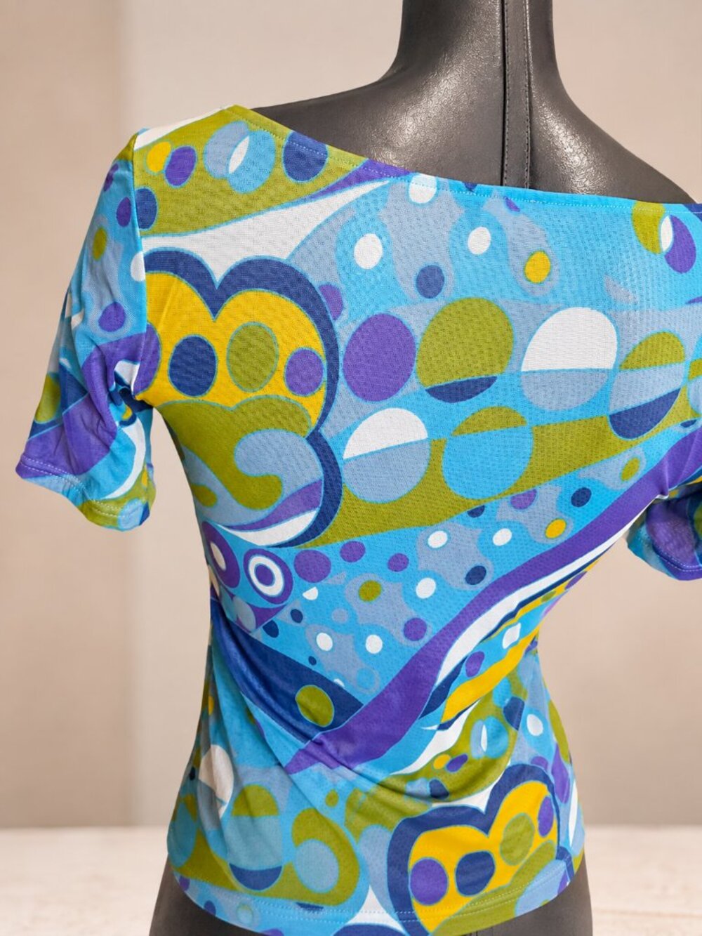 Stunning Cosabella Made in Italy Y2K Sheer Mesh Abstract Print Top Size M - Picture 5 of 10